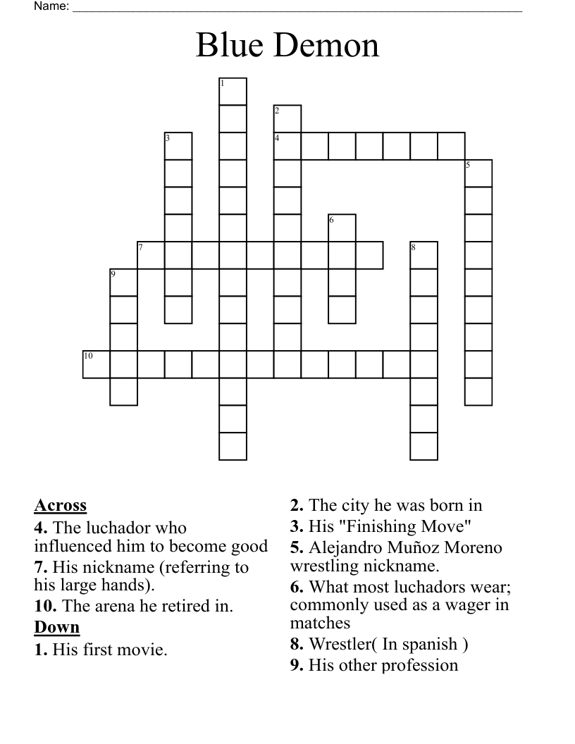 Blue Demon Crossword