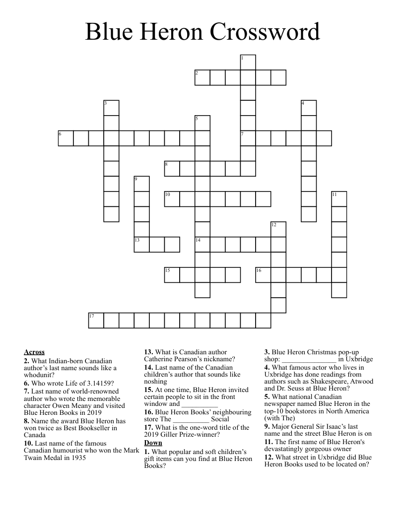 Blue Heron Crossword