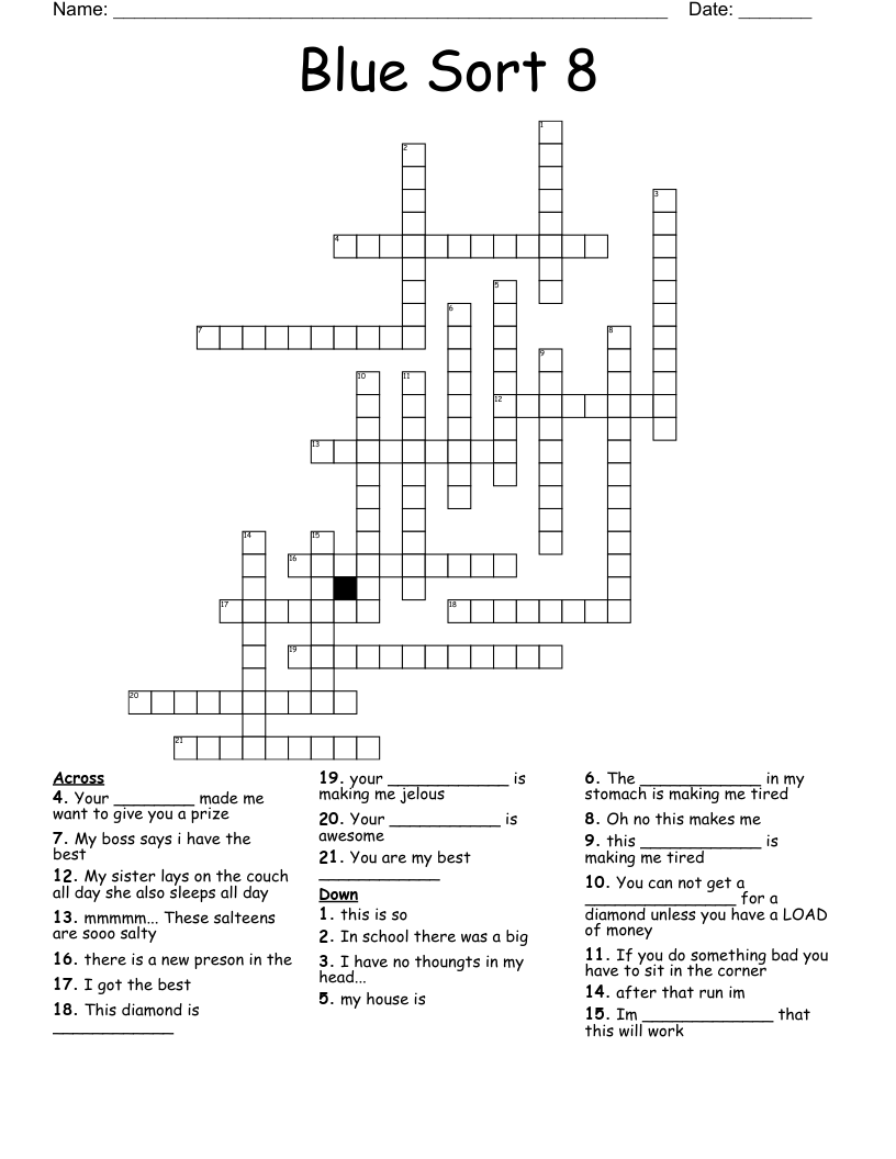 Blue Sort 8 Crossword