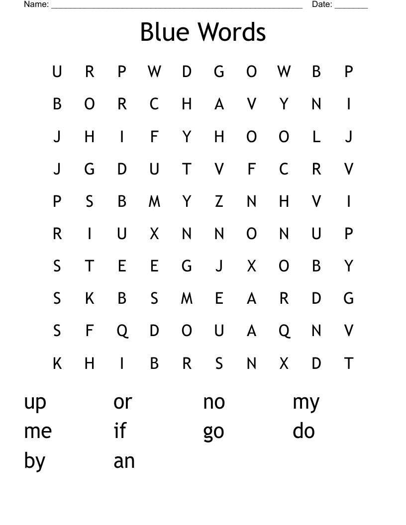 Blue Words Word Search