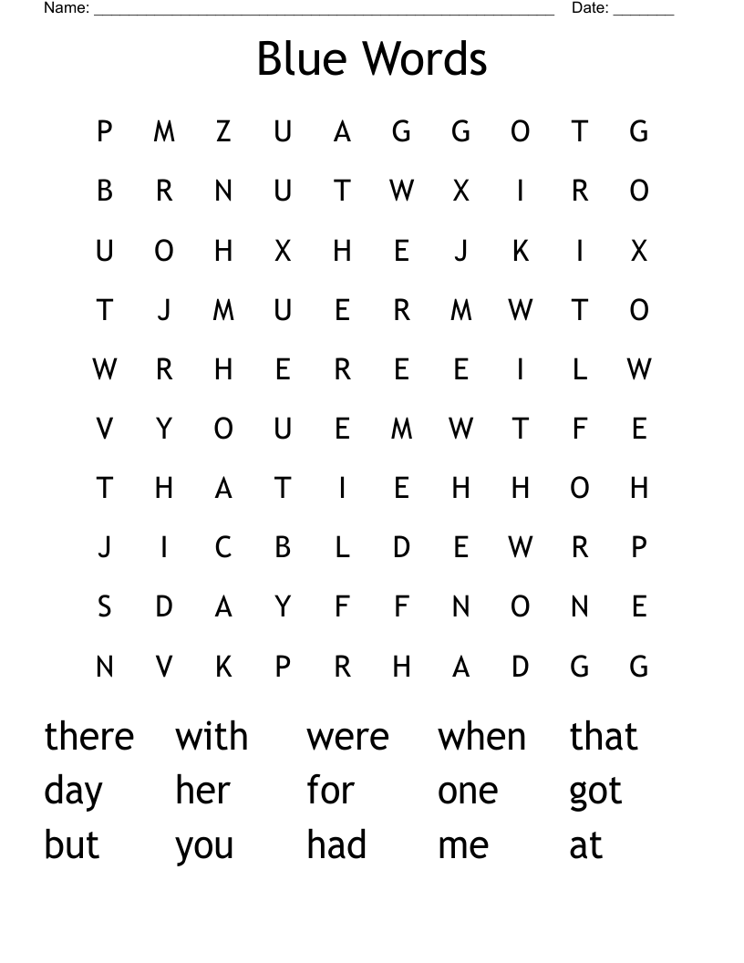 Blue Words Word Search