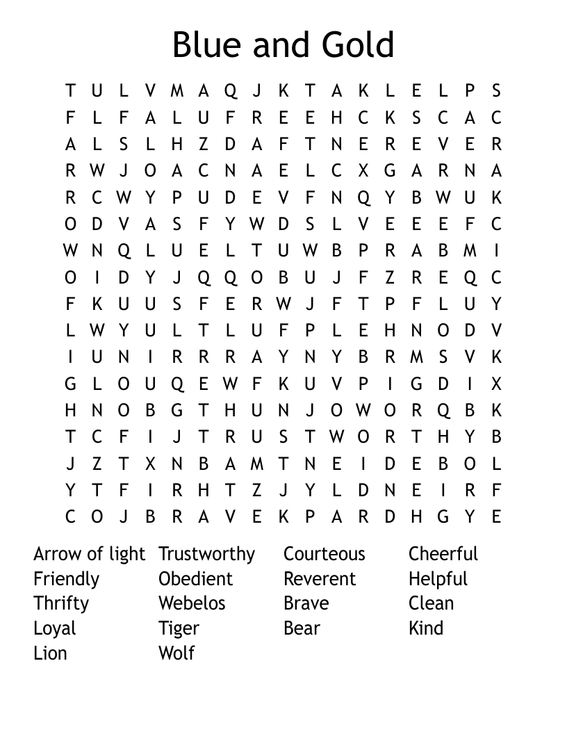 Blue and Gold Word Search