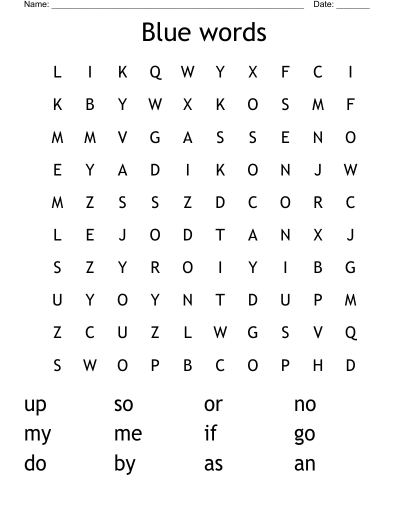 Blue words  Word Search