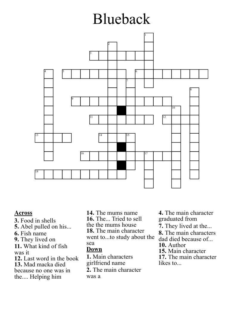 Blueback Crossword