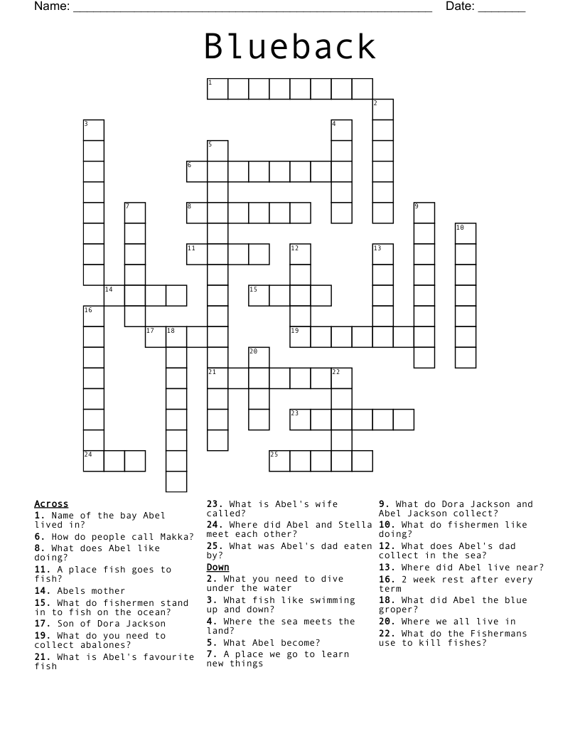 Blueback Crossword