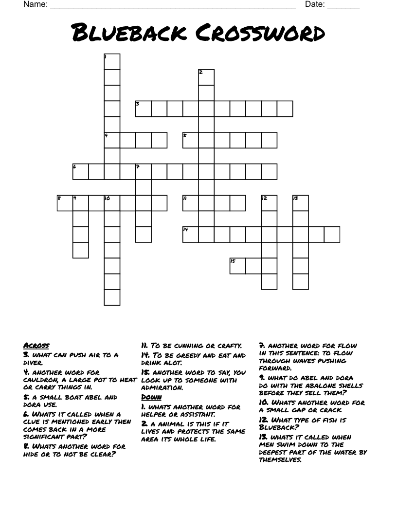 Blueback Crossword