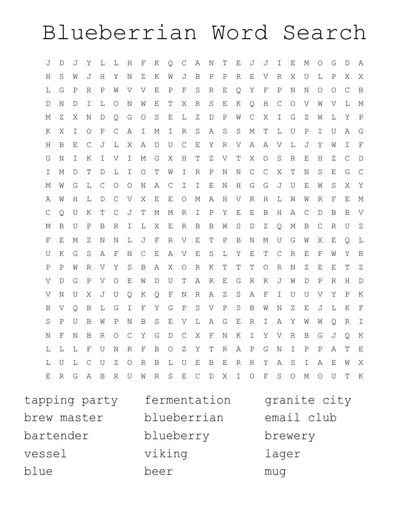 Blueberrian Word Search