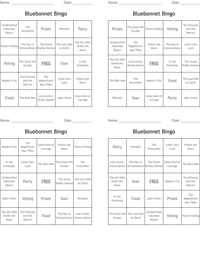 Bluebonnet Bingo