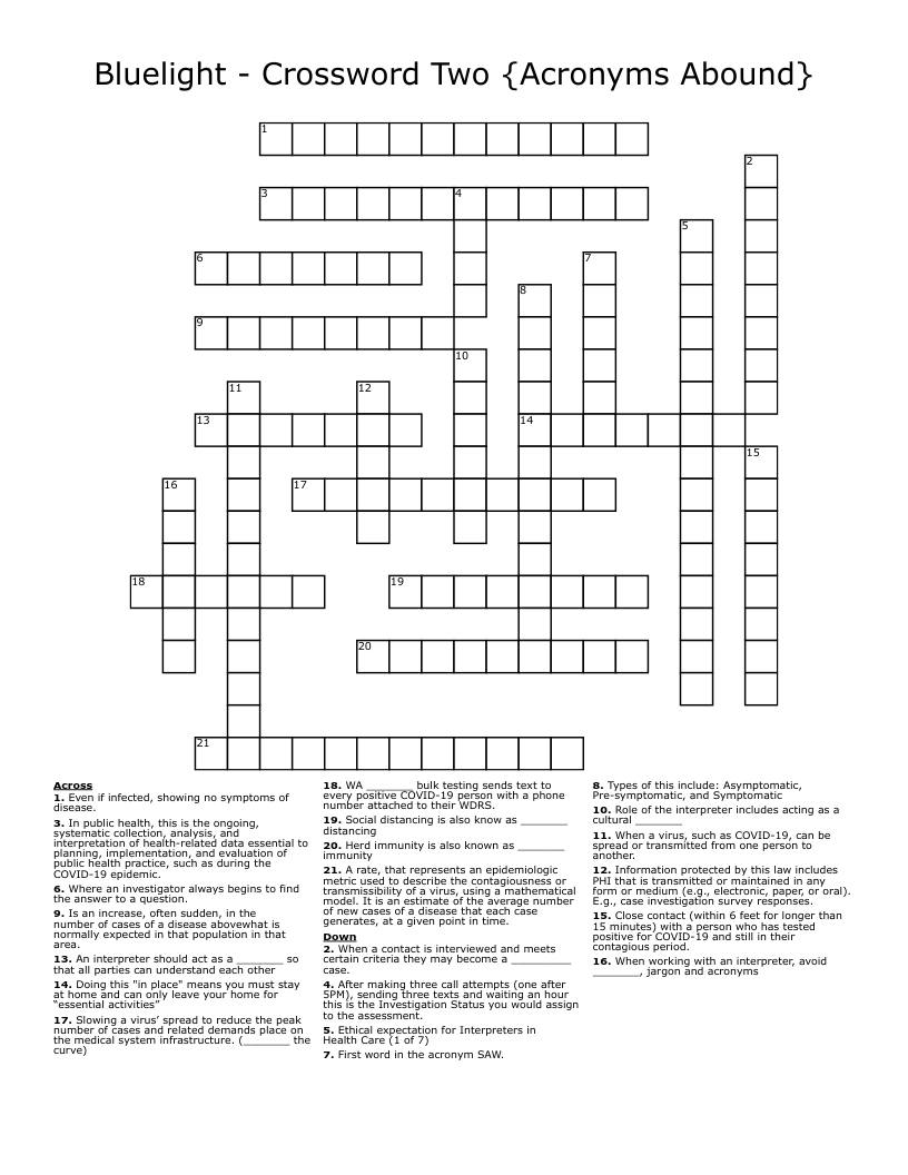 Bluelight - Crossword Two {Acronyms Abound}