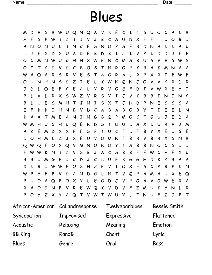 Blues Word Search