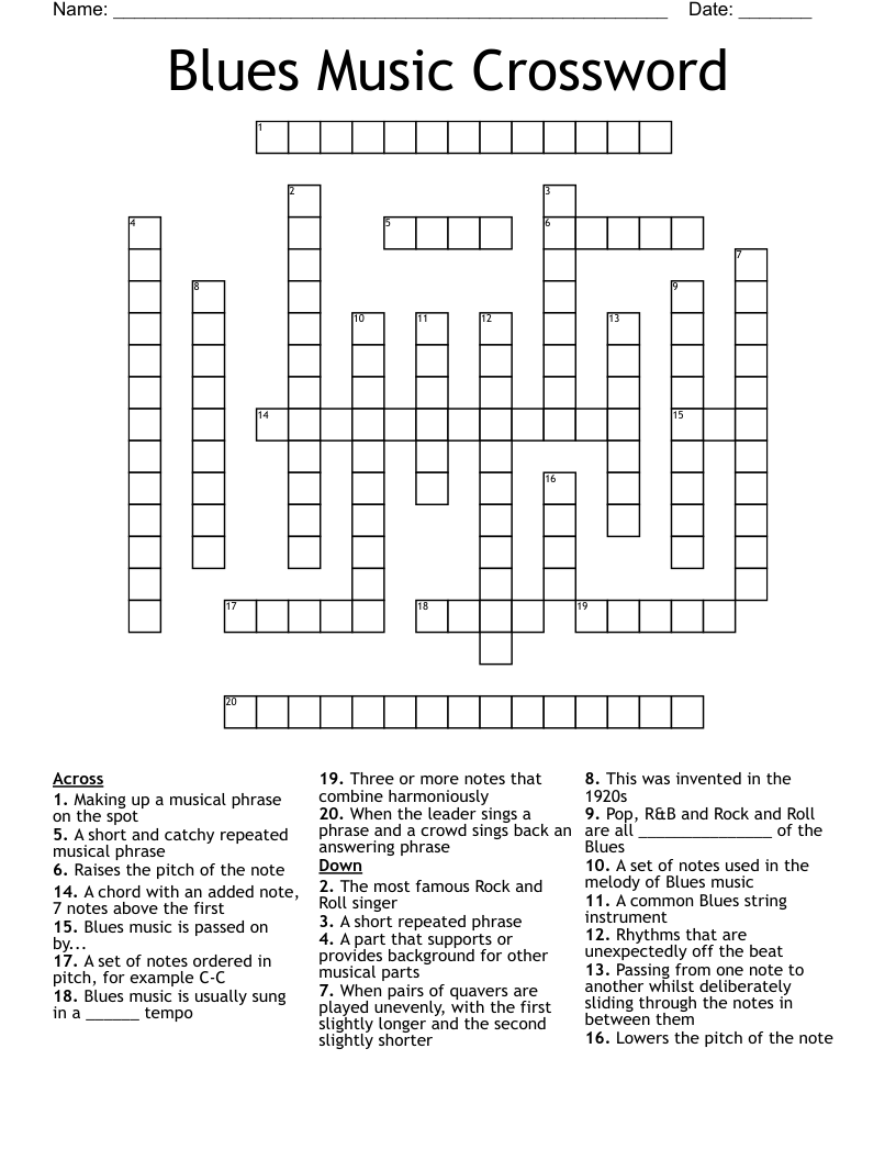 Blues Music Crossword