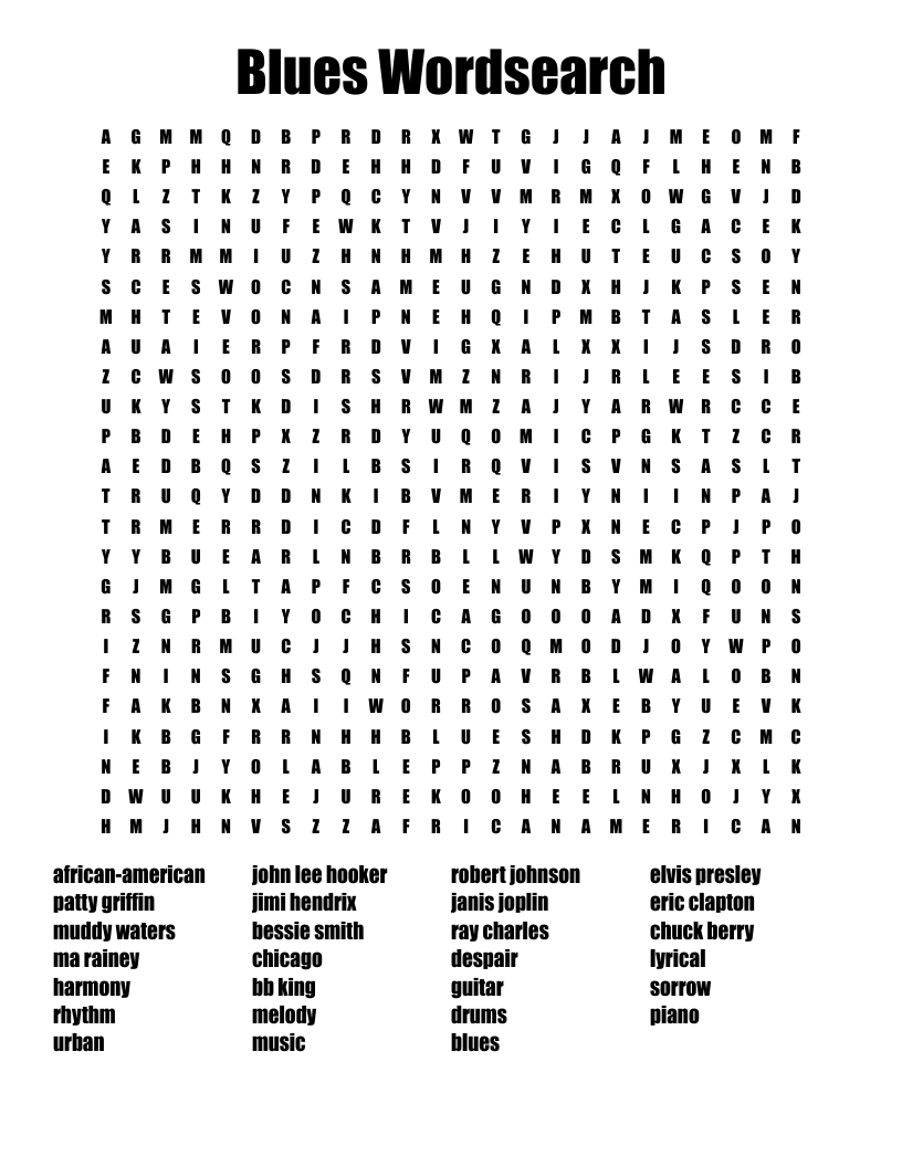 Blues Wordsearch