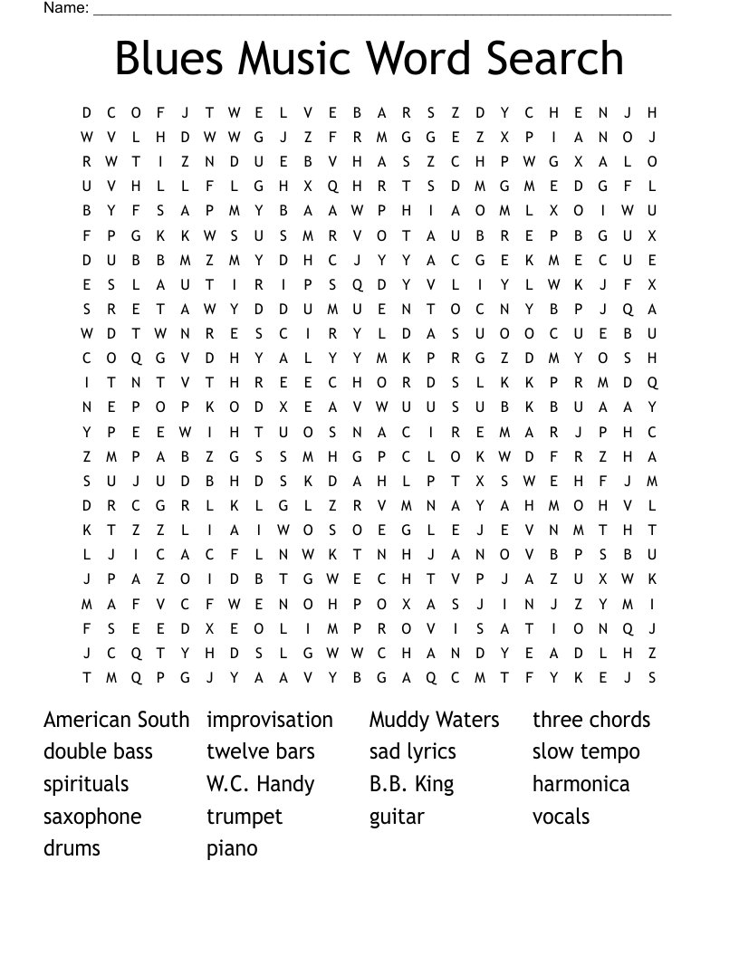 Blues  Music Word Search