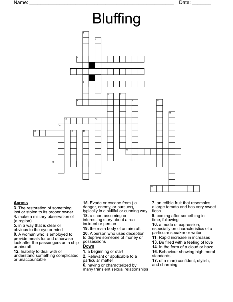 Bluffing Crossword
