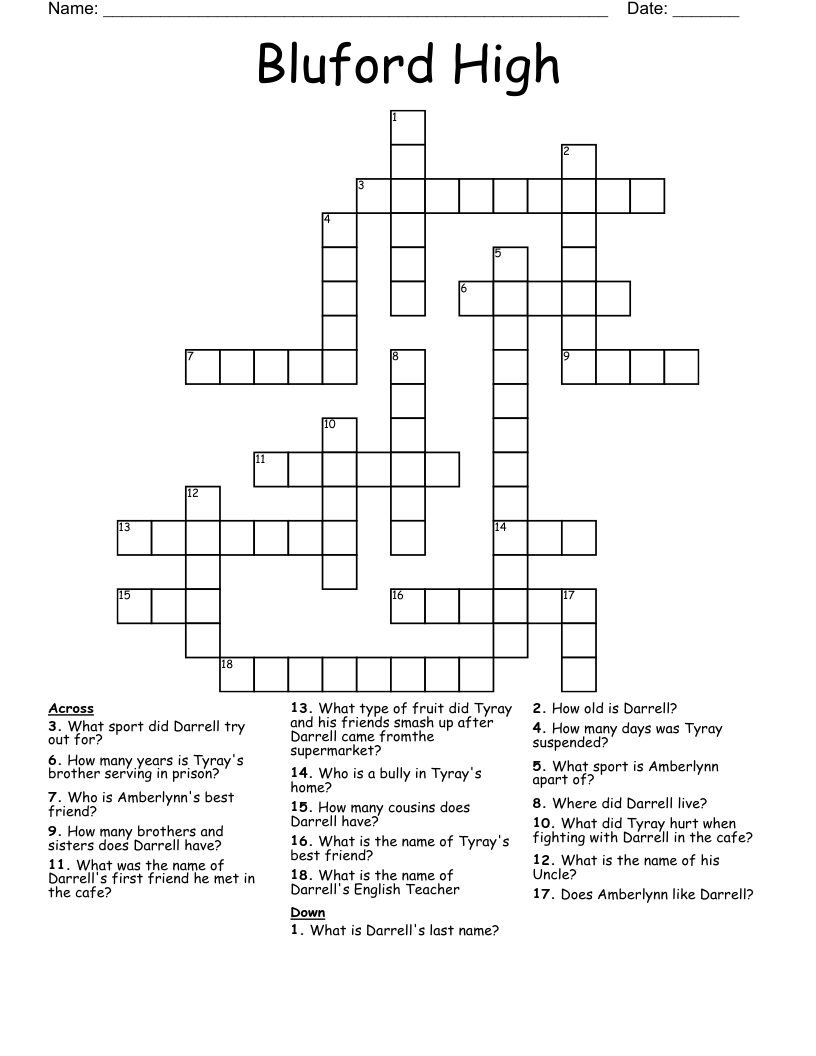 Bluford High Crossword