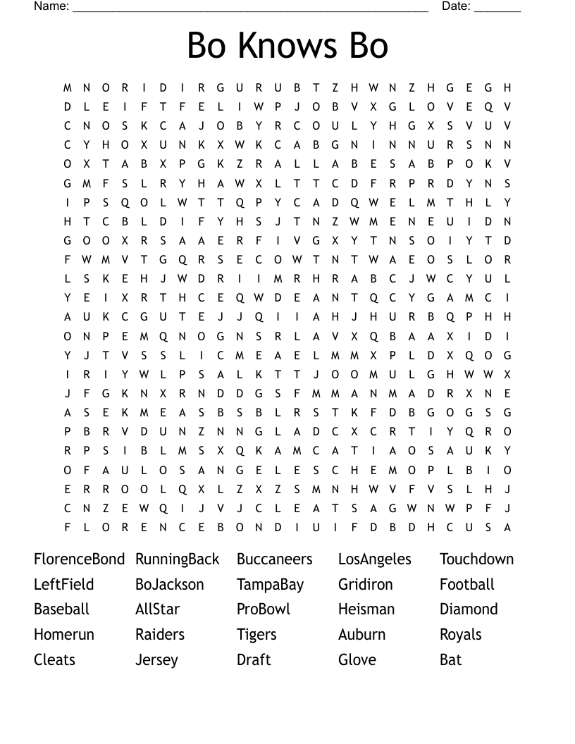 Bo Knows Bo Word Search