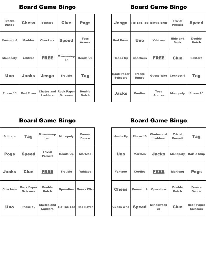 Board Game Bingo