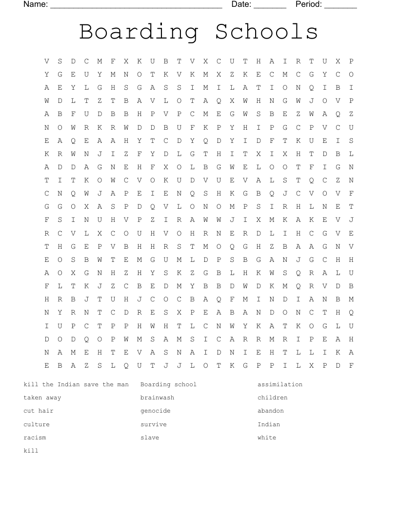 Boarding Schools Word Search