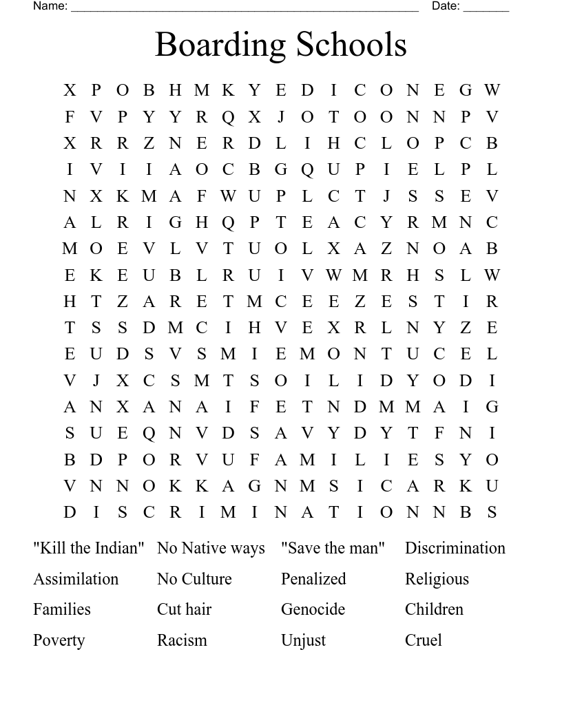 Boarding Schools Word Search