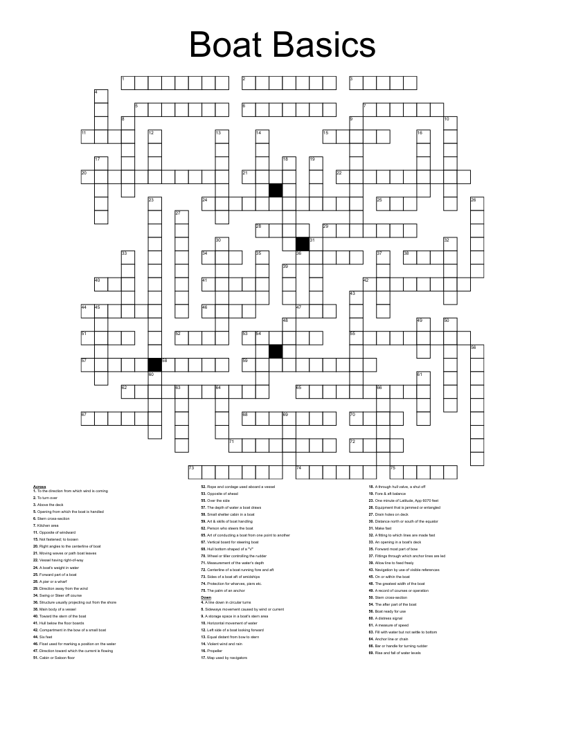 Boat Basics Crossword