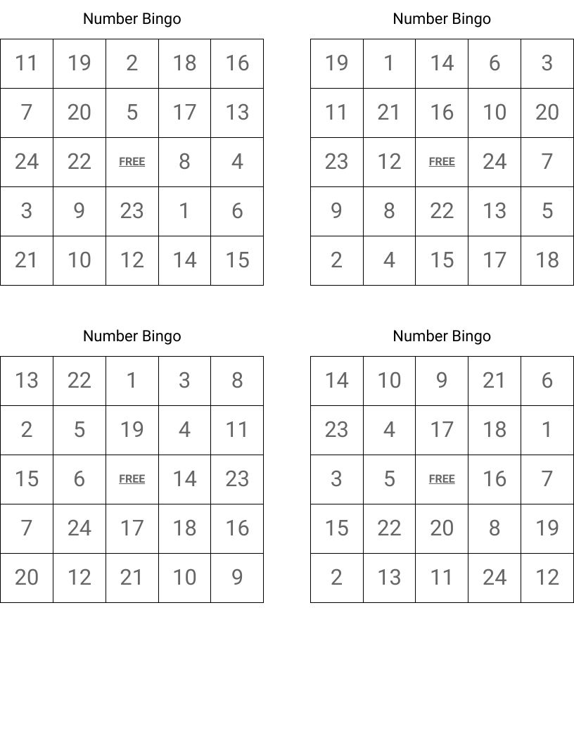Number Bingo