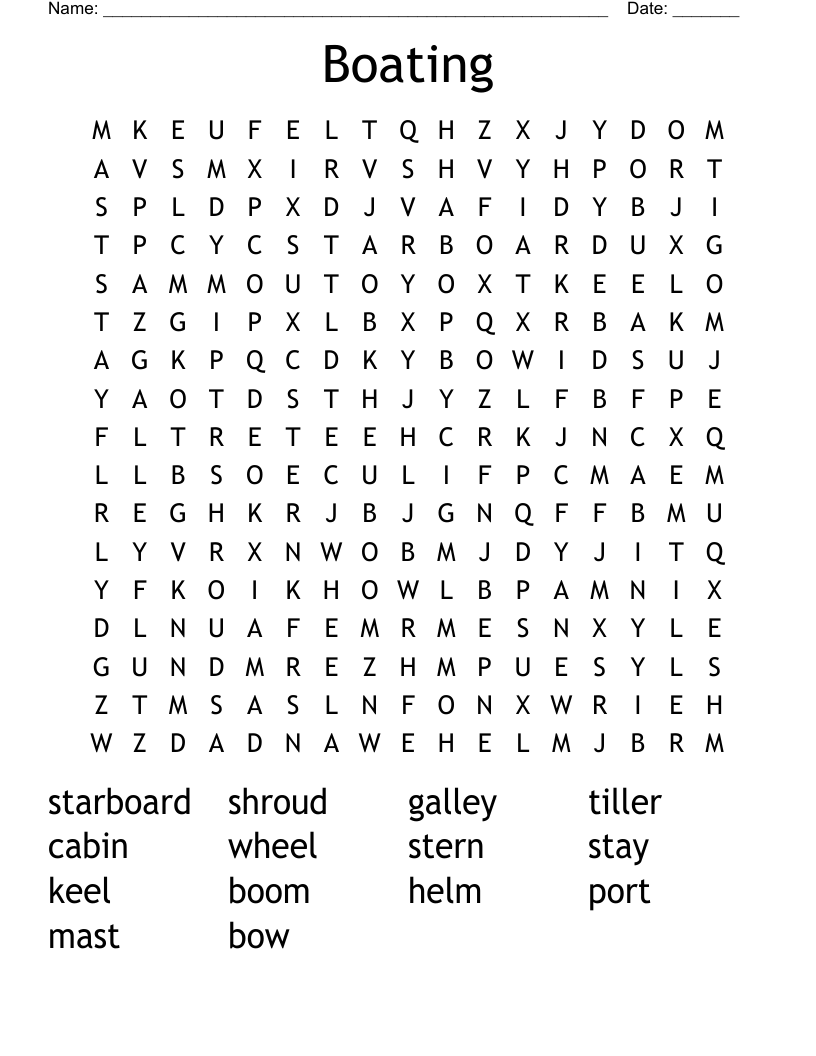 Boating Word Search