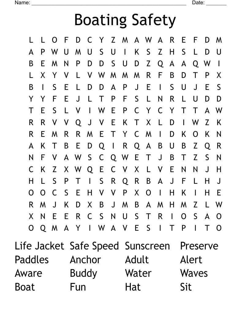 Boating Safety Word Search