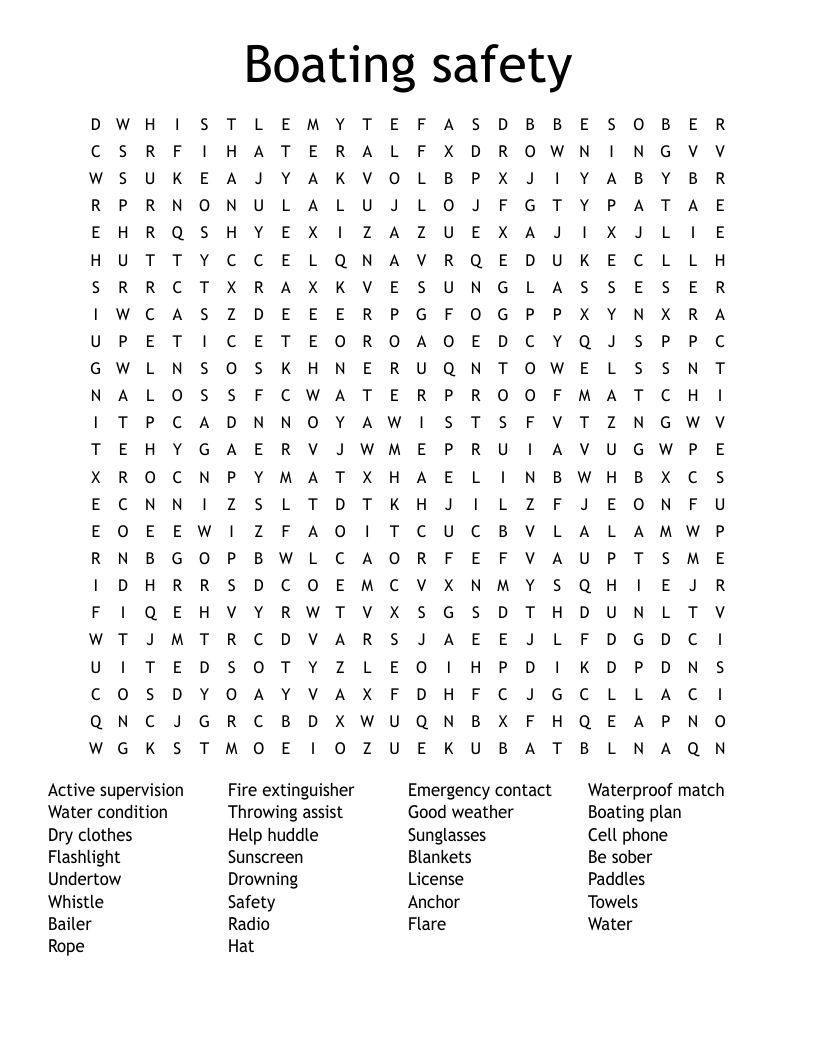Boating safety  Word Search