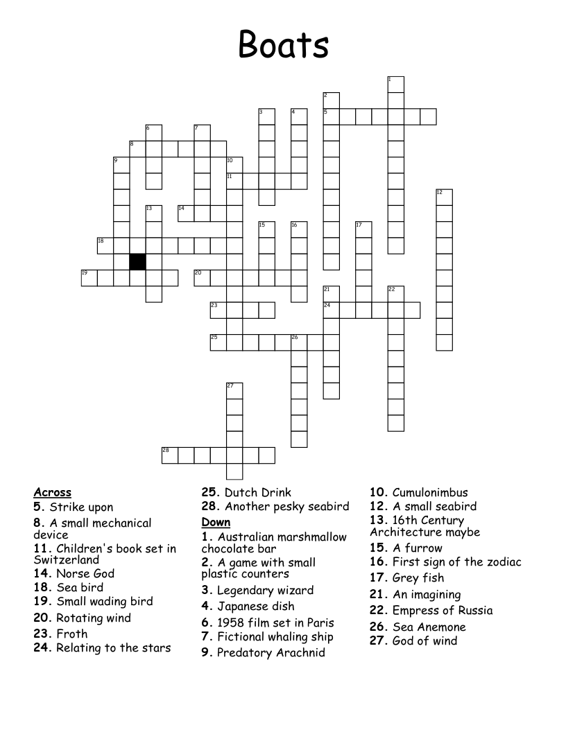 Boats Crossword