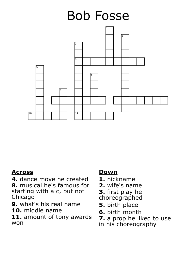 Bob Fosse Crossword