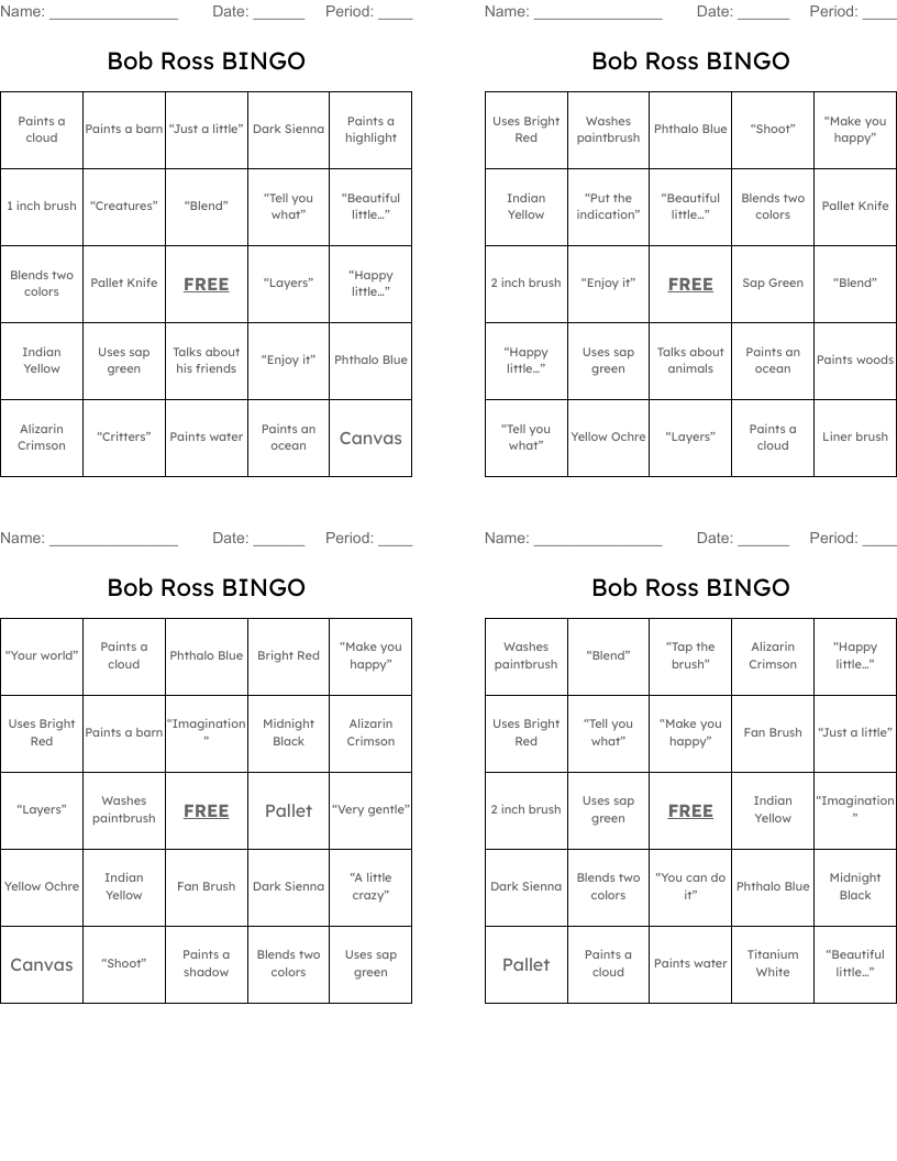 Bob Ross BINGO