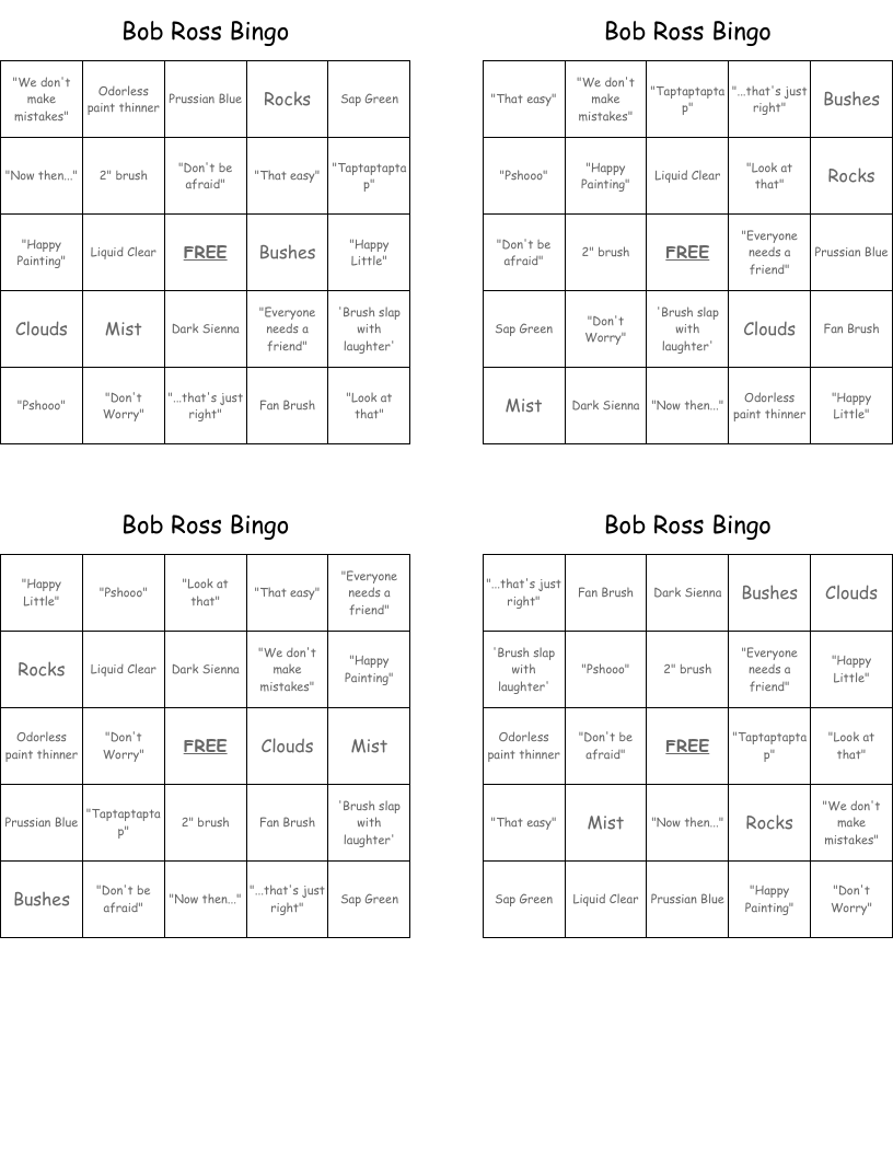 Bob Ross Bingo