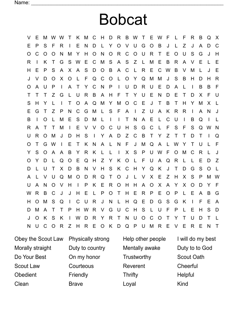 Bobcat Word Search