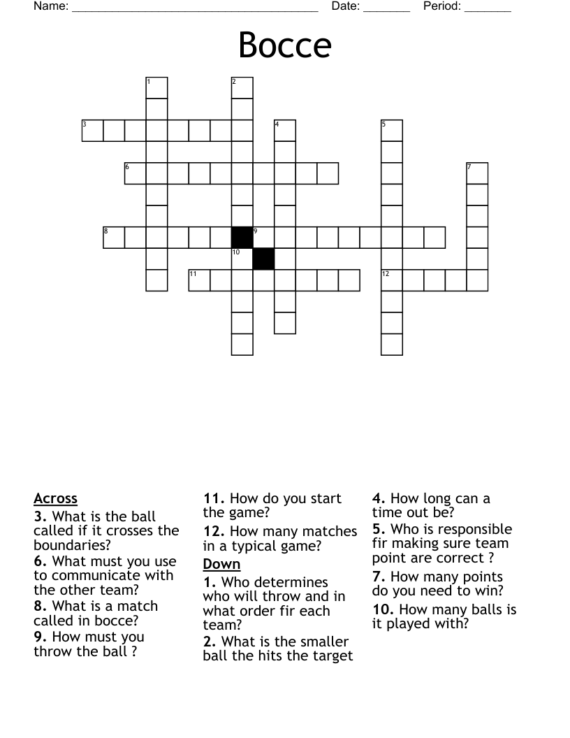 Bocce Crossword