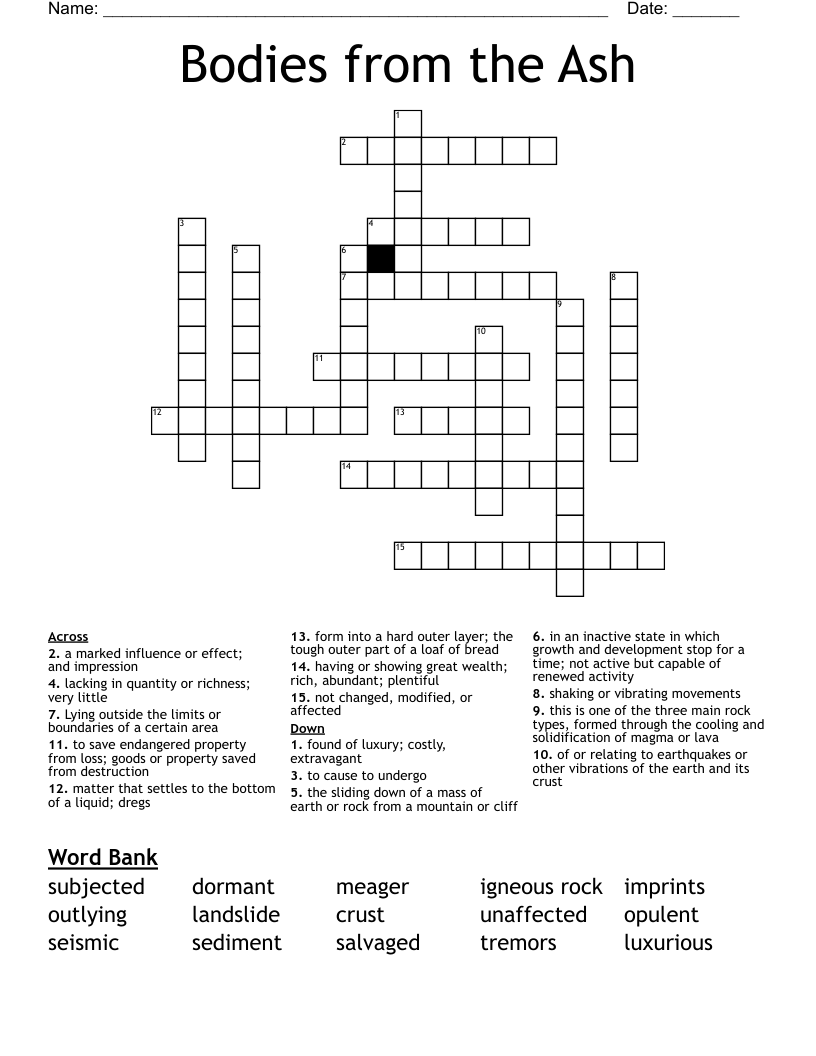 Bodies from the Ash Crossword