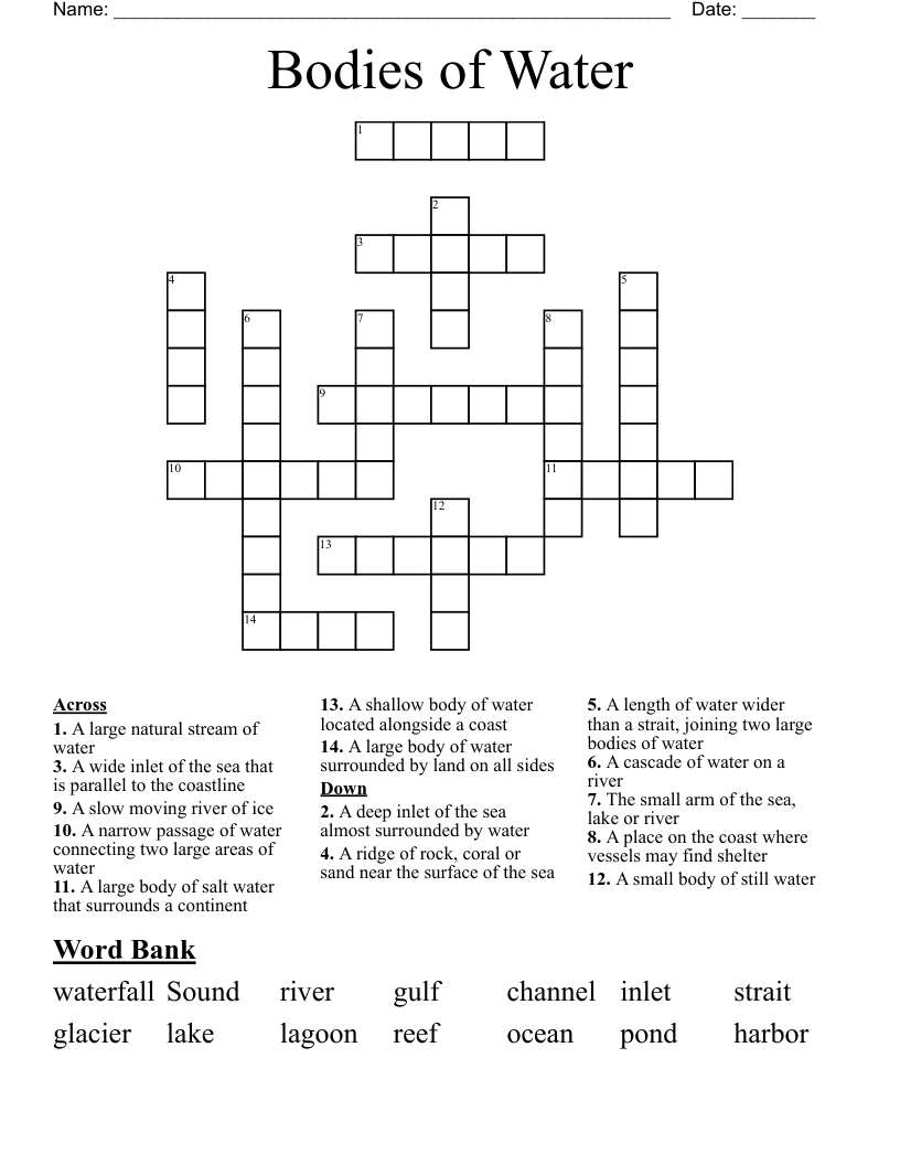 Bodies of Water Crossword