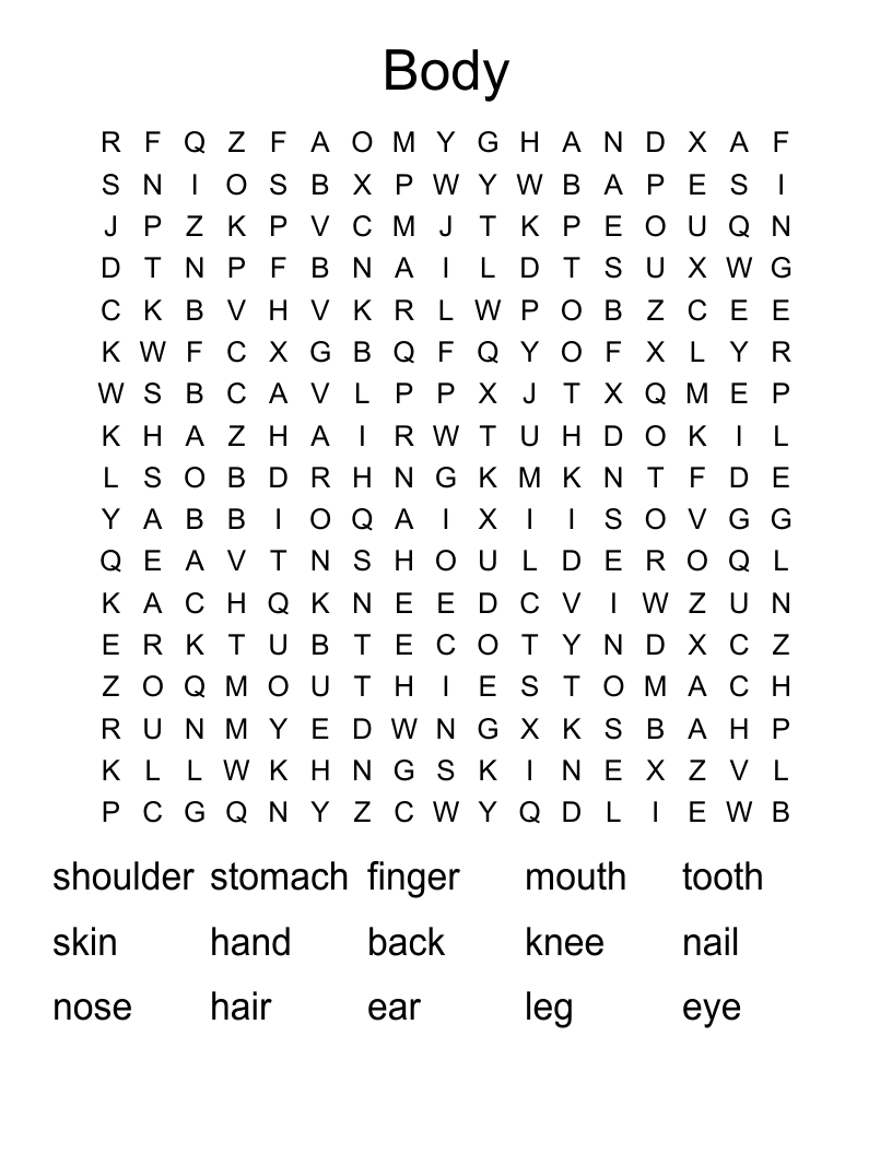 Body Word Search