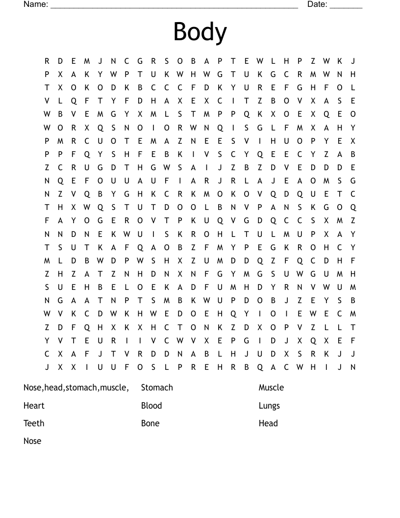 Body Word Search