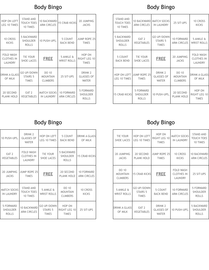 Body Bingo