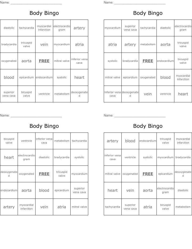 Body Bingo