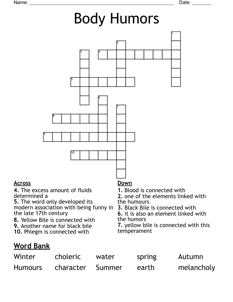 Body Humors Crossword