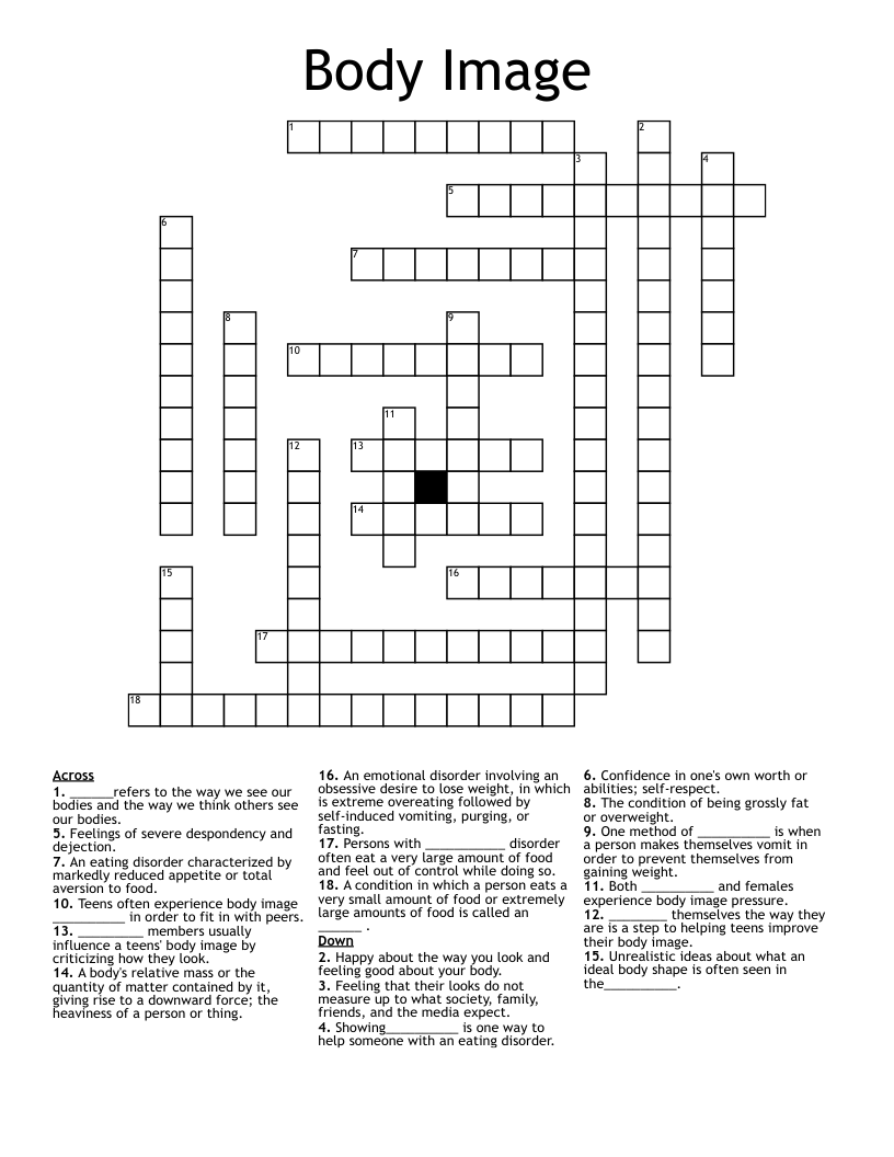 Body Image Crossword
