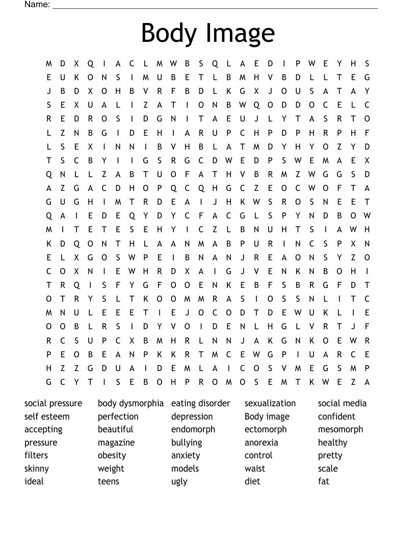 Body Image Word Search