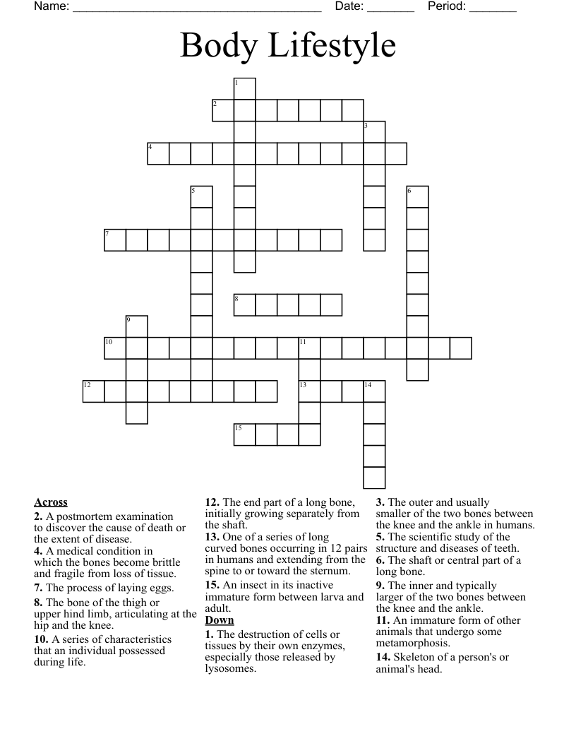 Body Lifestyle Crossword
