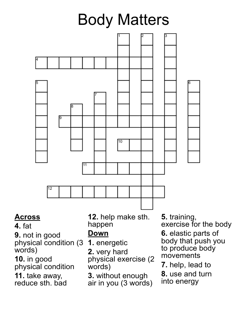 Body Matters Crossword