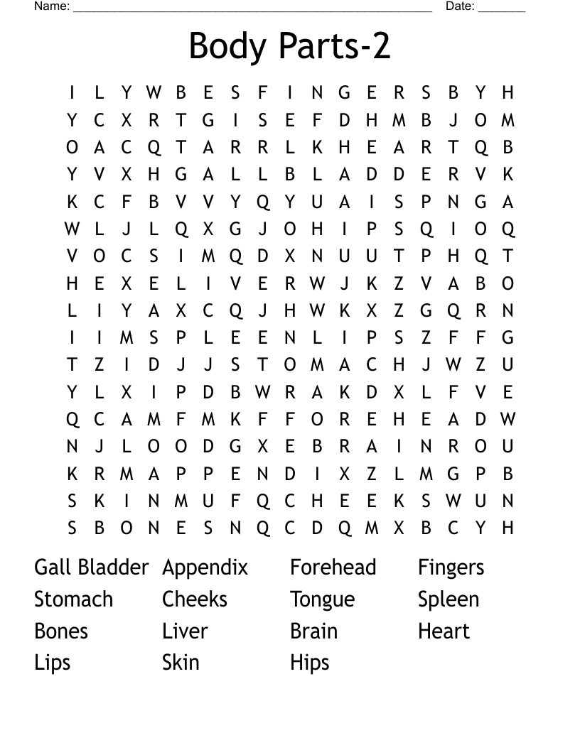 Body Parts-2 Word Search