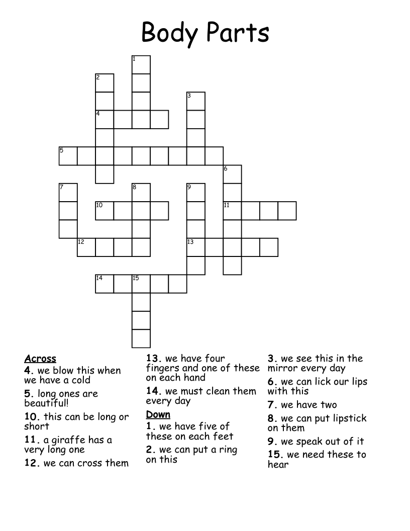 Body Parts Crossword