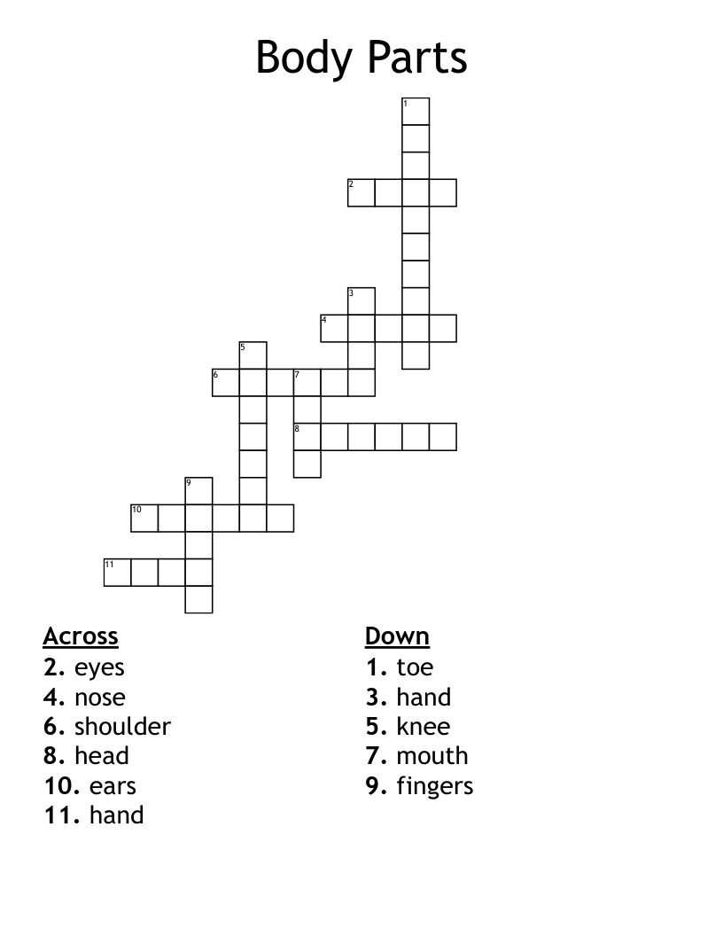 Body Parts Crossword