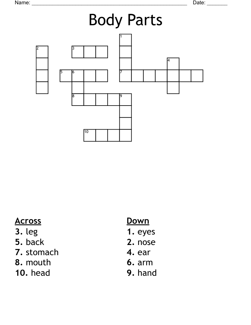 Body Parts Crossword