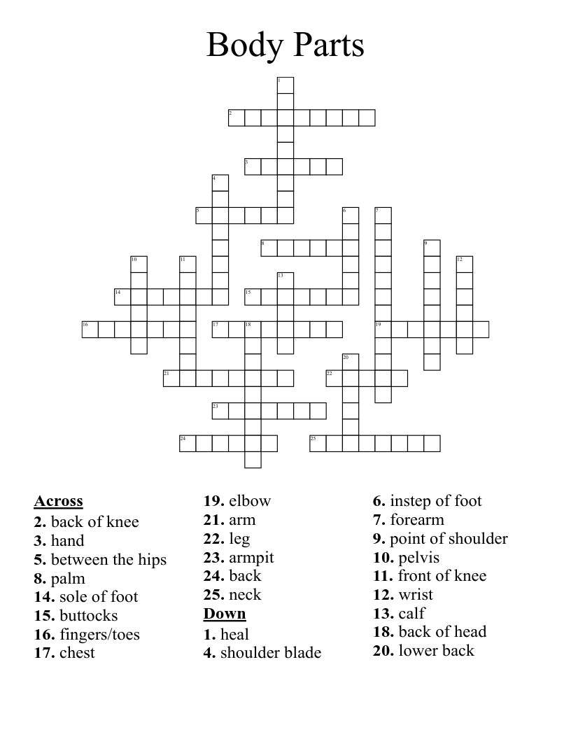 Body Parts Crossword